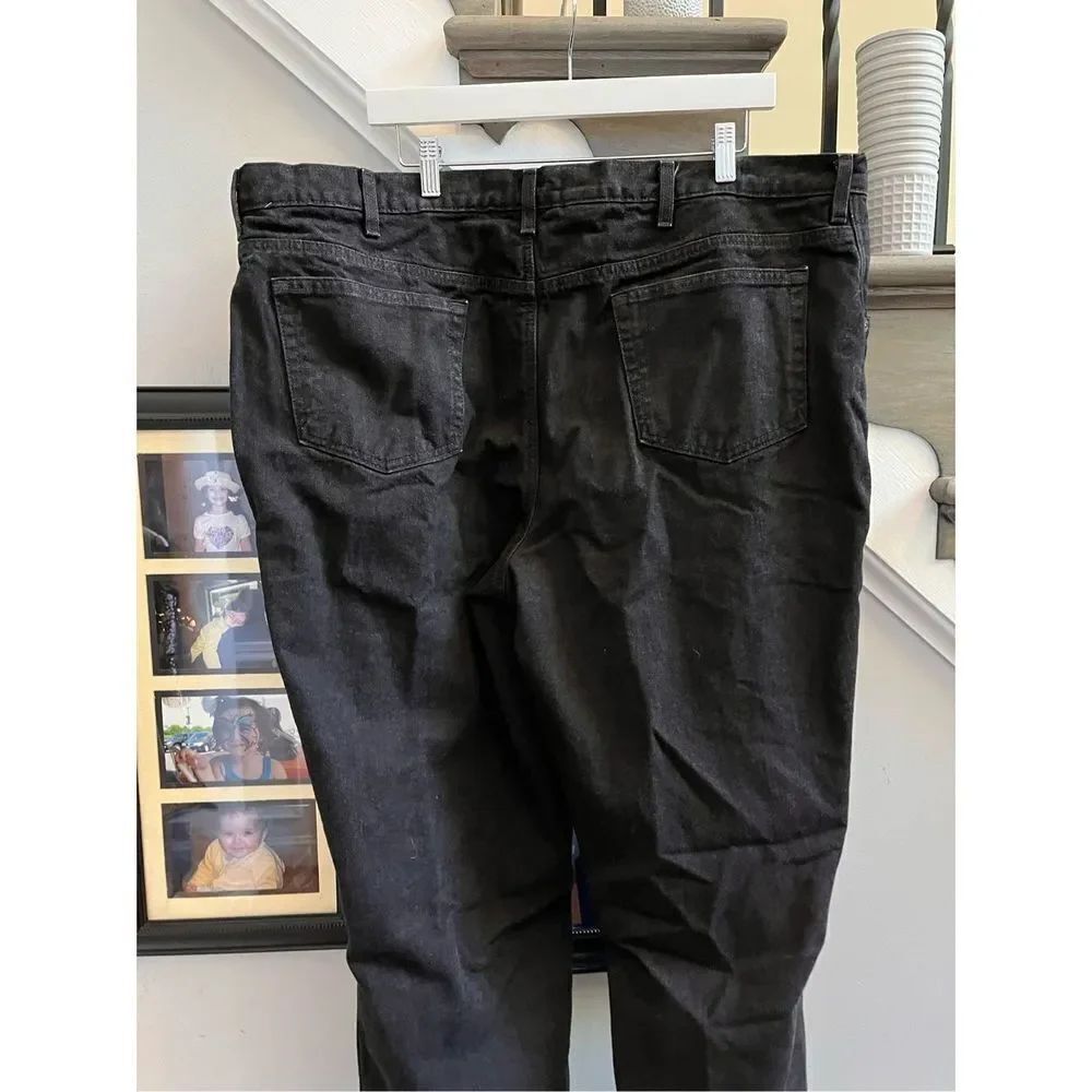 Lands' End Mens Black Flannel Lined Jeans sz 44 L